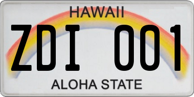 HI license plate ZDI001