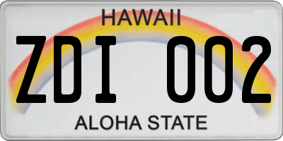 HI license plate ZDI002