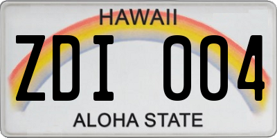 HI license plate ZDI004