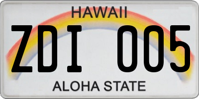 HI license plate ZDI005