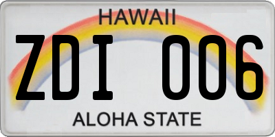 HI license plate ZDI006