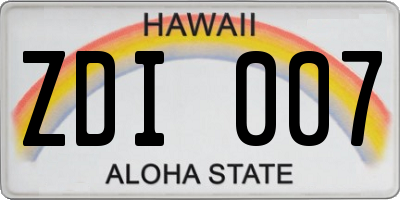 HI license plate ZDI007