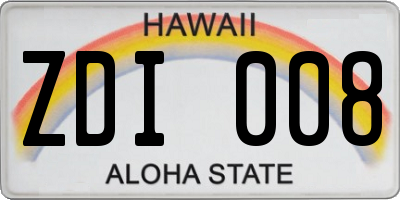 HI license plate ZDI008