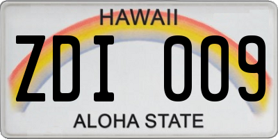 HI license plate ZDI009