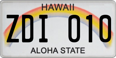 HI license plate ZDI010