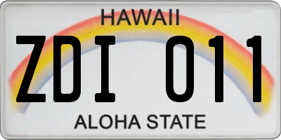 HI license plate ZDI011