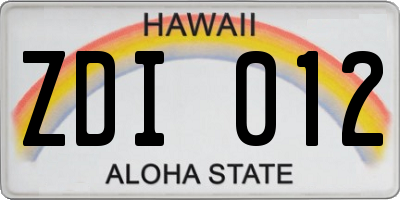 HI license plate ZDI012