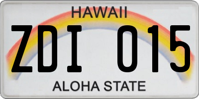 HI license plate ZDI015