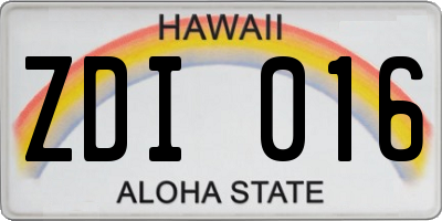 HI license plate ZDI016