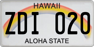 HI license plate ZDI020