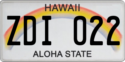 HI license plate ZDI022
