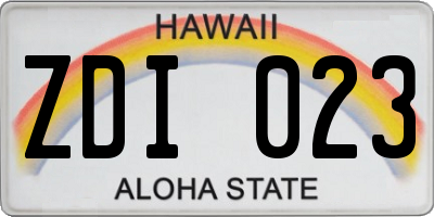 HI license plate ZDI023
