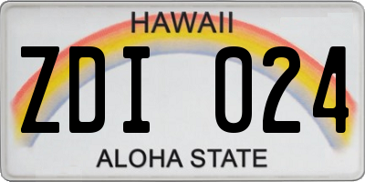 HI license plate ZDI024