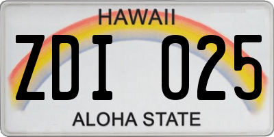 HI license plate ZDI025