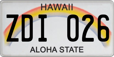 HI license plate ZDI026