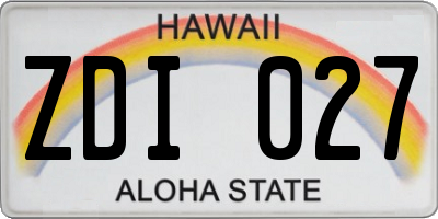 HI license plate ZDI027