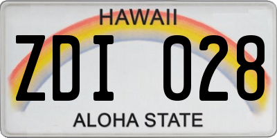 HI license plate ZDI028