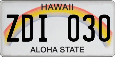HI license plate ZDI030