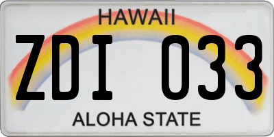 HI license plate ZDI033