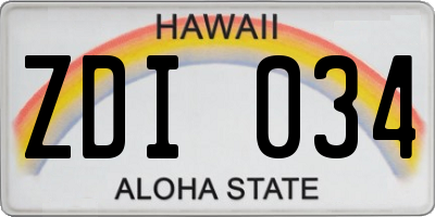 HI license plate ZDI034