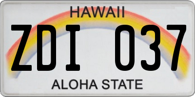 HI license plate ZDI037