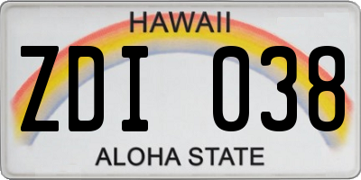 HI license plate ZDI038