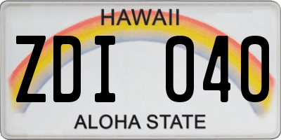 HI license plate ZDI040
