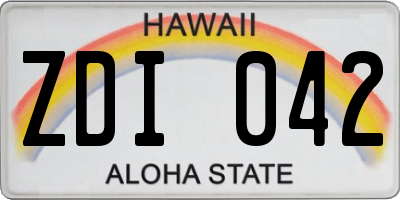 HI license plate ZDI042