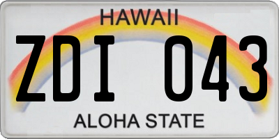 HI license plate ZDI043