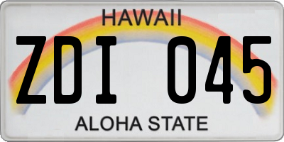 HI license plate ZDI045