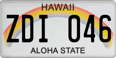 HI license plate ZDI046