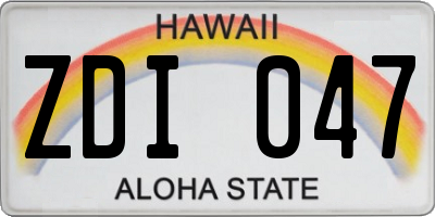 HI license plate ZDI047