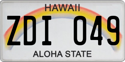 HI license plate ZDI049