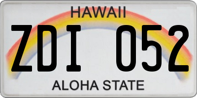 HI license plate ZDI052