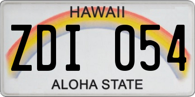 HI license plate ZDI054