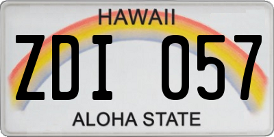 HI license plate ZDI057