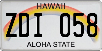 HI license plate ZDI058