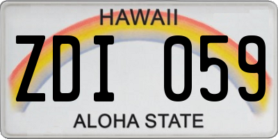 HI license plate ZDI059