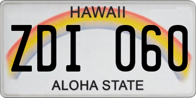 HI license plate ZDI060