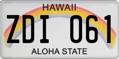 HI license plate ZDI061