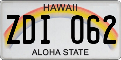 HI license plate ZDI062
