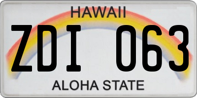 HI license plate ZDI063