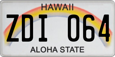 HI license plate ZDI064