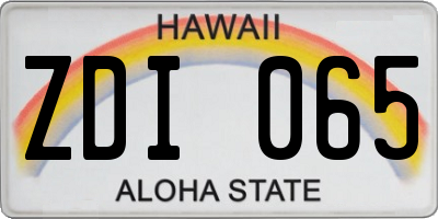 HI license plate ZDI065