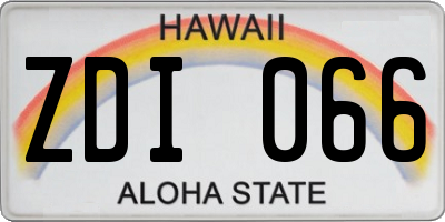 HI license plate ZDI066