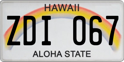 HI license plate ZDI067