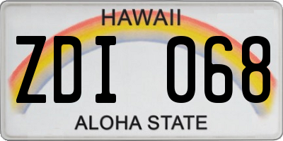 HI license plate ZDI068