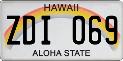 HI license plate ZDI069