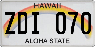 HI license plate ZDI070