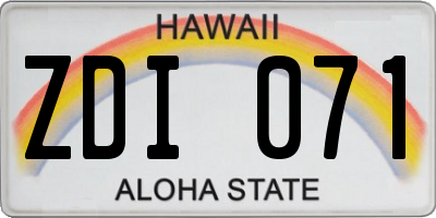 HI license plate ZDI071